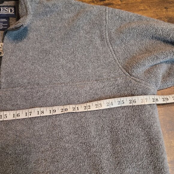 Lands End Fleece Pop Over Sweatshirt 3X 1/4 Zip Thru Pockets Heavy Weight Gray - Picture 7 of 10